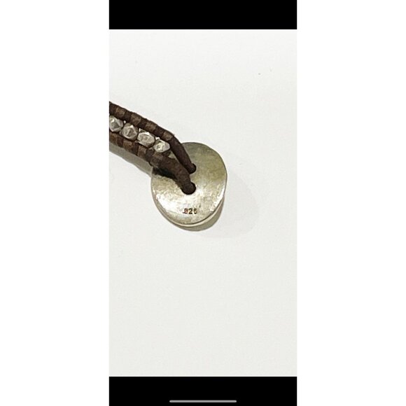 Chan Luu Sterling 925 Button Leather Wrap Bracelet Silver Nugget Beads - Picture 3 of 4